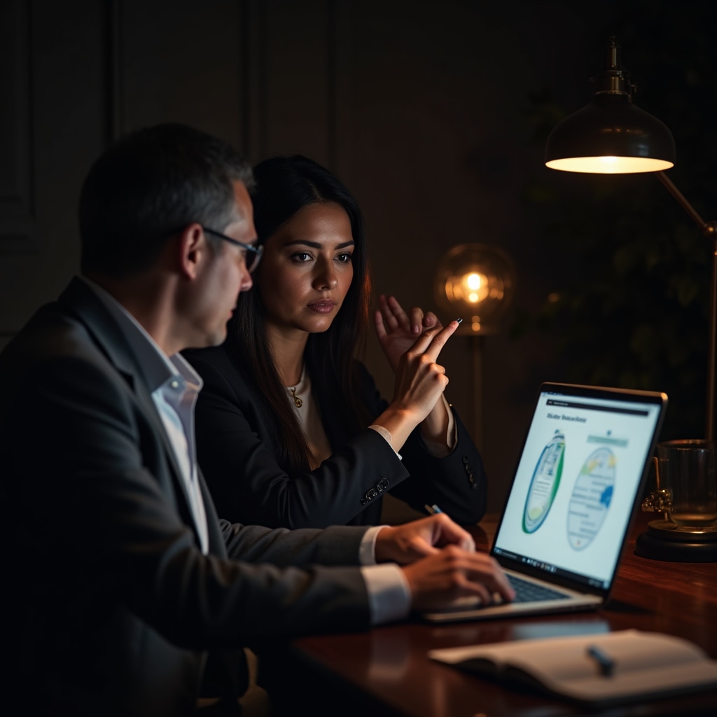Participant reviewing their presentation on video playback with a facilitator